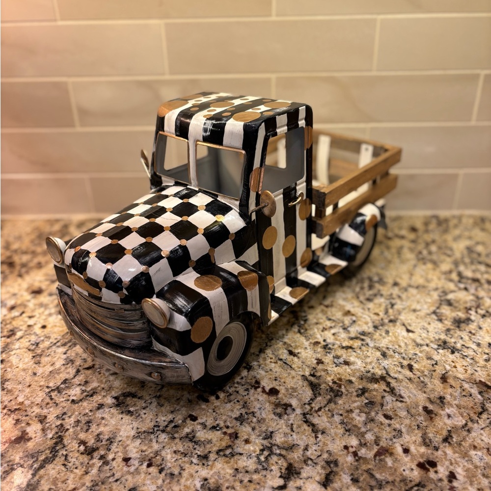 Checkered Black and White Decorative Truck